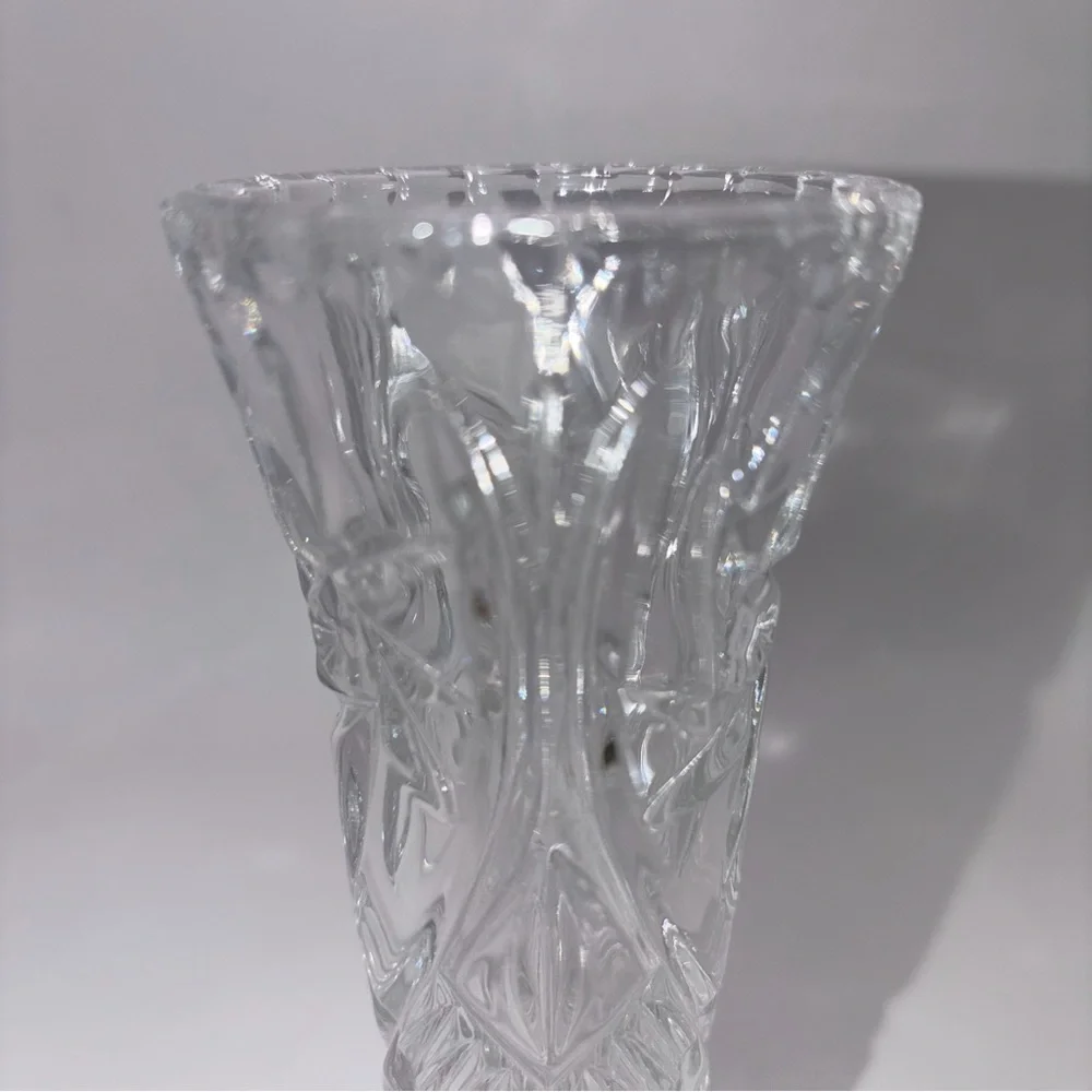 Vintage Bohemia Czech Republic Hand Cut Lead Crystal Flower Bud Vase 24% Lead